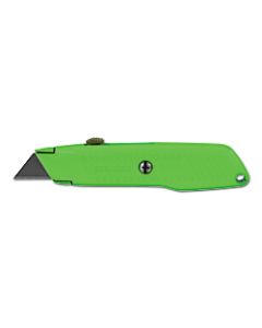Interlock High Viz Retractable Utility Knife, 5-7/8 in L, Carbon Steel, Green