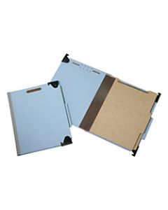 SKILCRAFT 6-Section Fastener Hanging File Folders, 2in Expansion, Letter Size, 60% Recycled, Light Blue, Box Of 10 (AbilityOne7530-01-621-6198)