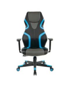 Office Star Rogue Faux Leather Gaming Chair, Black/Blue