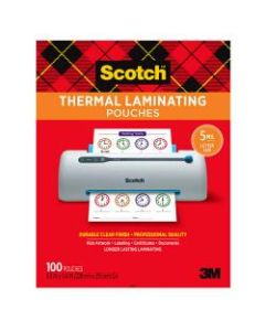 Scotch Thermal Laminating Pouches, 8-15/16in x 11-7/16in, Clear, Pack Of 100 Sheets, TP5854-100