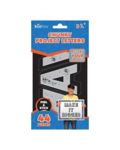Royal Brites Chunky Peel & Stick Project Letters, 3-1/2in, Distressed Gray, Pack Of 44 Letters