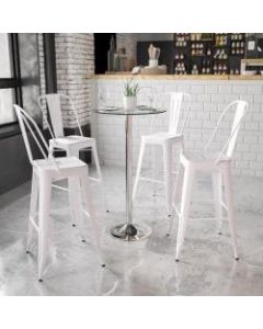 Flash Furniture Round Glass Cocktail Table, 41-3/4inH x 23-3/4inW x 23-3/4inD, Clear/Chrome