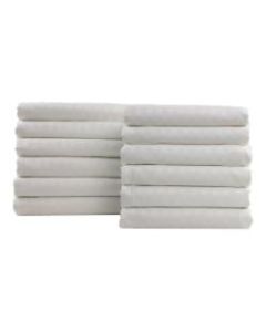1888 Mills Lotus Satin Stripe Queen Flat Sheets, 96in x 120in, White, Pack Of 12 Sheets