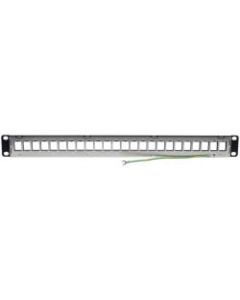 Tripp Lite 24-Port 1U Rack-Mount Shielded Blank Keystone/Multimedia Patch Panel, RJ45 Ethernet, USB, HDMI, Cat5e/6 - Patch panel - black - 1U - 19in - 24 ports - TAA Compliant
